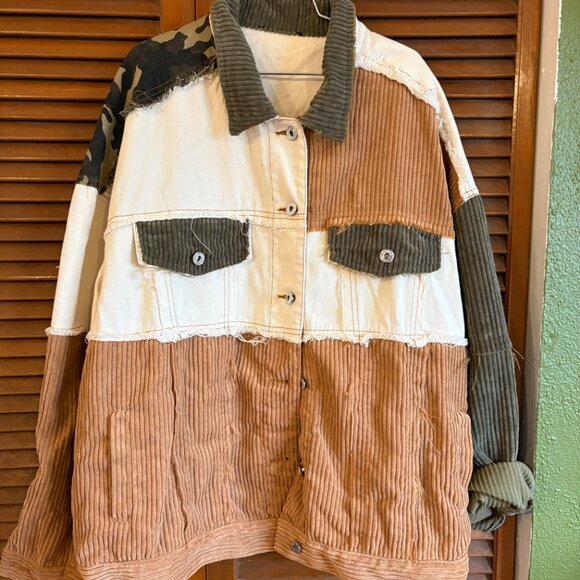 Upcycled Camo Patchwork Jacket One Size - Picture 2 of 3